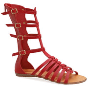 Greek Leather Coral Calf High Gladiator Boot Sandals with zippers "Briseis" - EMMANUELA handcrafted for you®