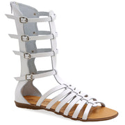 Greek Leather White Calf High Gladiator Boot Sandals with zippers "Briseis" - EMMANUELA handcrafted for you®