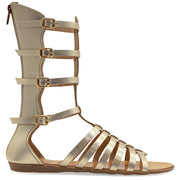 Greek Leather Turquoise Calf High Gladiator Boot Sandals with zippers "Briseis" - EMMANUELA handcrafted for you®