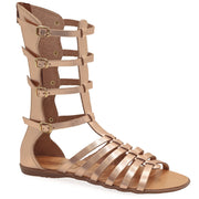Greek Leather Rose gold Calf High Gladiator Boot Sandals with zippers "Briseis" - EMMANUELA handcrafted for you®