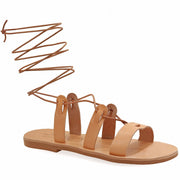 Greek Leather Natural Calf High Tie up Gladiator Sandals "Melaina" - EMMANUELA handcrafted for you®