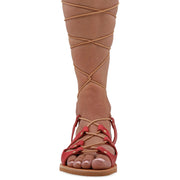 Greek Leather White Calf High Tie up Gladiator Sandals "Paxi" - EMMANUELA handcrafted for you®