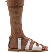 Greek Leather Black Calf High Tie up Gladiator Sandals "Paxi" - EMMANUELA handcrafted for you®