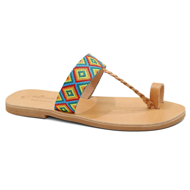 Greek Leather Colorful Toe Ring Sandals "Danae" - EMMANUELA handcrafted for you®