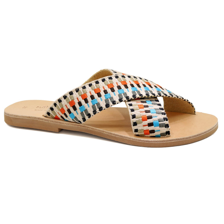 Greek Leather Cross Strap Colorful Sandals "Ambrosia" - EMMANUELA handcrafted for you®