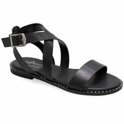 Greek Leather Black Cushioned Insole Ankle Cuff Sandals "Alexandra" - EMMANUELA handcrafted for you®