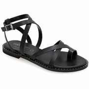 Greek Leather Black Cushioned Insole Ankle Strap Sandals "Aigle" - EMMANUELA handcrafted for you®