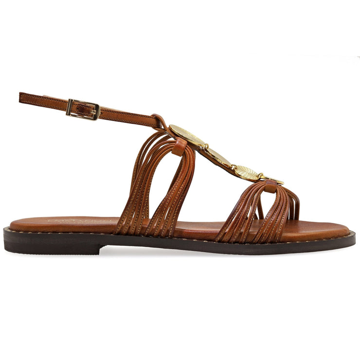 Greek Leather Brown Cushioned Insole Ankle Strap Sandals "Chryseis" - EMMANUELA handcrafted for you®