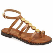 Greek Leather Brown Cushioned Insole Ankle Strap Sandals "Iphigenia" - EMMANUELA handcrafted for you®