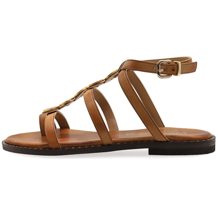 Greek Leather Brown Cushioned Insole Ankle Strap Sandals "Iphigenia" - EMMANUELA handcrafted for you®