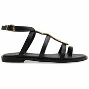 Greek Leather Black Cushioned Insole Ankle Strap Sandals "Iphigenia" - EMMANUELA handcrafted for you®