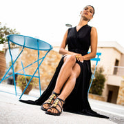 Greek Leather Black Cushioned Insole Ankle Strap Sandals "Iphigenia" - EMMANUELA handcrafted for you®