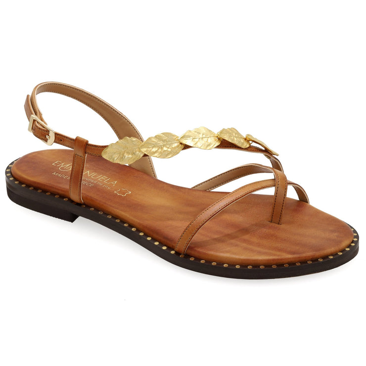 Greek Leather Brown Cushioned Insole Buckle Strap Sandals "Alcmene" - EMMANUELA handcrafted for you®