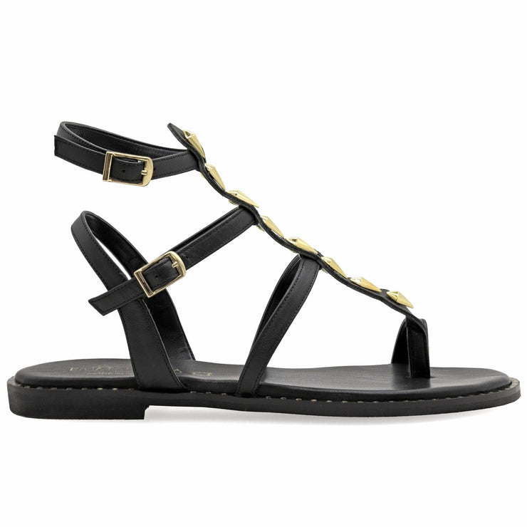 Greek Leather Black Cushioned Insole Buckle Straps Sandals "Persephone" - EMMANUELA handcrafted for you®
