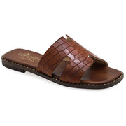 Greek Leather Brown Cushioned Insole H-Band Sandals "Apollonia" - EMMANUELA handcrafted for you®