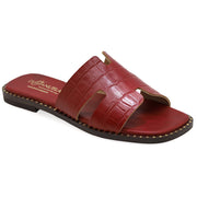 Greek Leather Red Cushioned Insole H-Band Sandals "Apollonia" - EMMANUELA handcrafted for you®