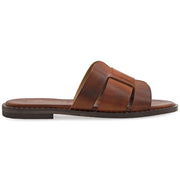 Greek Leather Brown Cushioned Insole Slide Sandals "Elpis" - EMMANUELA handcrafted for you®