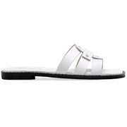 Greek Leather White Cushioned Insole Slide Sandals "Hagne" - EMMANUELA handcrafted for you®