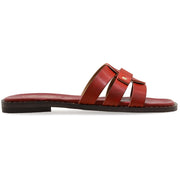 Greek Leather Beige Cushioned Insole Slide Sandals "Hagne" - EMMANUELA handcrafted for you®