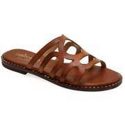 Greek Leather Brown Cushioned Insole Slide Sandals "Iole" - EMMANUELA handcrafted for you®