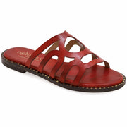 Greek Leather Red Cushioned Insole Slide Sandals "Iole" - EMMANUELA handcrafted for you®