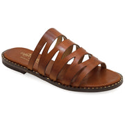 Greek Leather Brown Cushioned Insole Slide Sandals "Ismene" - EMMANUELA handcrafted for you®