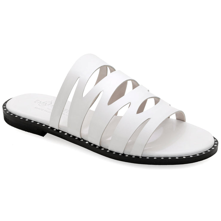 Greek Leather White Cushioned Insole Slide Sandals "Ismene" - EMMANUELA handcrafted for you®