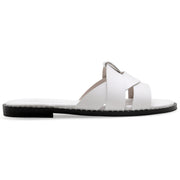 Greek Leather White Cushioned Insole Slide Sandals "Pandora" - EMMANUELA handcrafted for you®