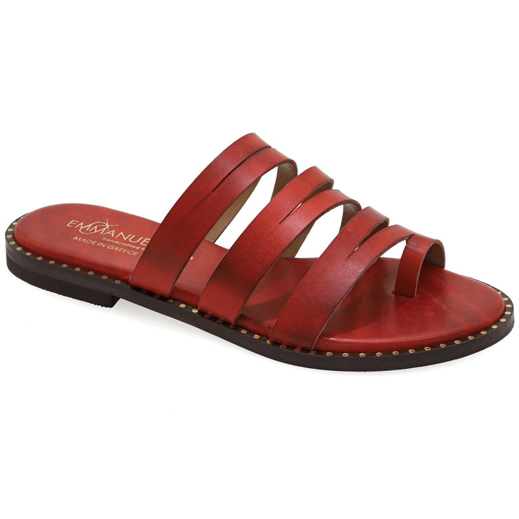 Greek Leather Red Cushioned Insole Strappy Sandals "Aphrodite" - EMMANUELA handcrafted for you®