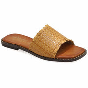 Greek Leather Brown Cushioned Insole Straw Sandals "Leda" - EMMANUELA handcrafted for you®