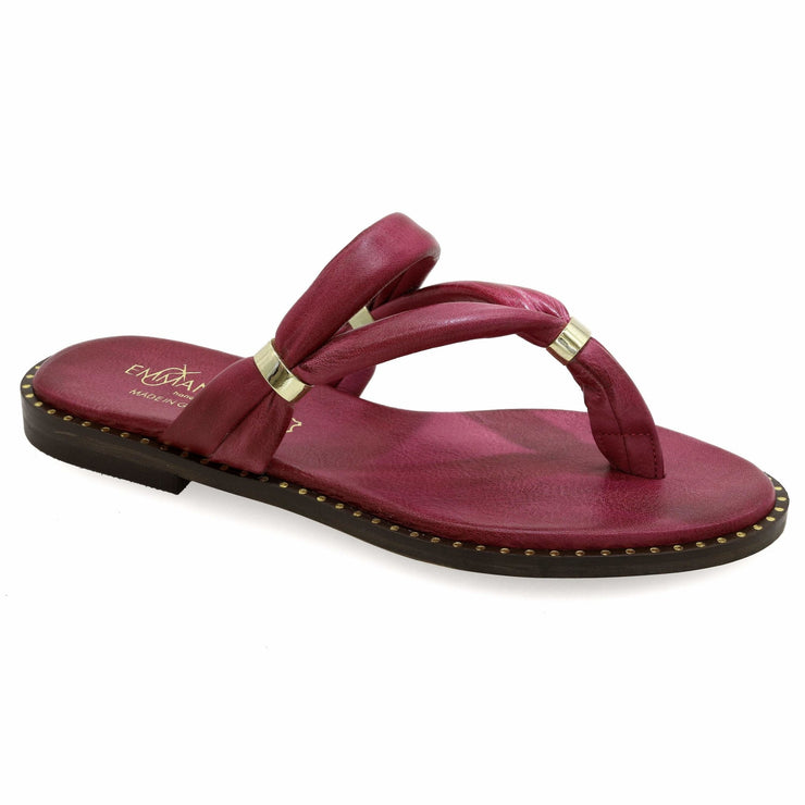 Greek Leather Purple Cushioned Insole Thong Sandals "Erato" - EMMANUELA handcrafted for you®