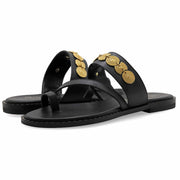 Greek Leather Black Cushioned Insole Toe Ring Sandals "Irene" - EMMANUELA handcrafted for you®