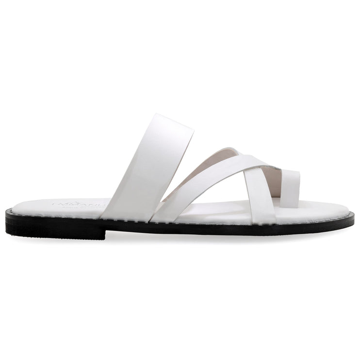 Greek Leather White Cushioned Insole Toe Ring Sandals "Thalia" - EMMANUELA handcrafted for you®