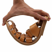 Greek Leather Beige Fisherman's Sandals with Arch Support "Menelaus" - EMMANUELA handcrafted for you®