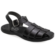 Greek Leather Black Fisherman's Sandals with Arch Support "Menelaus" - EMMANUELA handcrafted for you®
