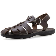 Greek Leather Brown Fisherman's Sandals with Arch Support "Menelaus" - EMMANUELA handcrafted for you®