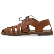 Greek Leather Brown Fisherman's Sandals with Laces for Men "Bacchus" - EMMANUELA handcrafted for you®