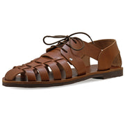 Greek Leather Brown Fisherman's Sandals with Laces for Men "Bacchus" - EMMANUELA handcrafted for you®