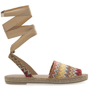 Greek Leather Sequined Multicolor Flat Lace Up Peep Toe Espadrilles - EMMANUELA handcrafted for you®