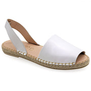 Greek Leather White Flat Peep Toe Espadrilles - EMMANUELA handcrafted for you®