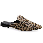 Greek Leather Leopard Flat Slide on Pointy Leopard Mules - EMMANUELA handcrafted for you®