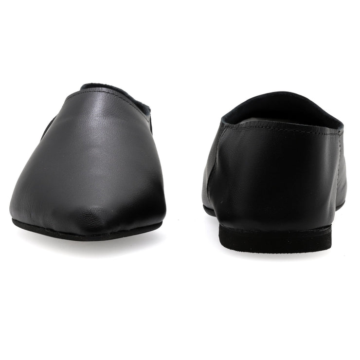 Greek Leather Black Flat Slip on Pointy Mules - EMMANUELA handcrafted for you®
