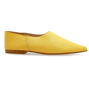 Greek Leather Yellow Flat Slip on Pointy Mules - EMMANUELA handcrafted for you®