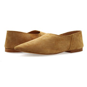 Greek Leather Brown Suede Flat Slip on Pointy Mules - EMMANUELA handcrafted for you®
