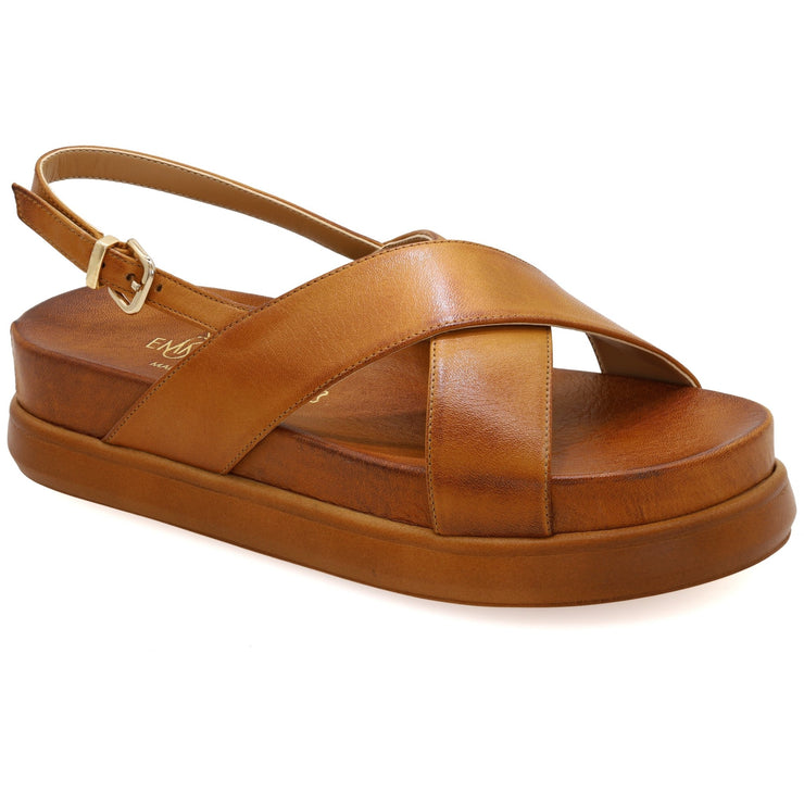 Greek Leather Brown Flatform Buckle Strap Sandals with Arch Support "Gaia" - EMMANUELA handcrafted for you®