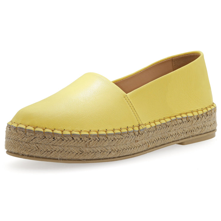 Greek Leather Yellow Flatform Closed Toe Espadrilles - EMMANUELA handcrafted for you®