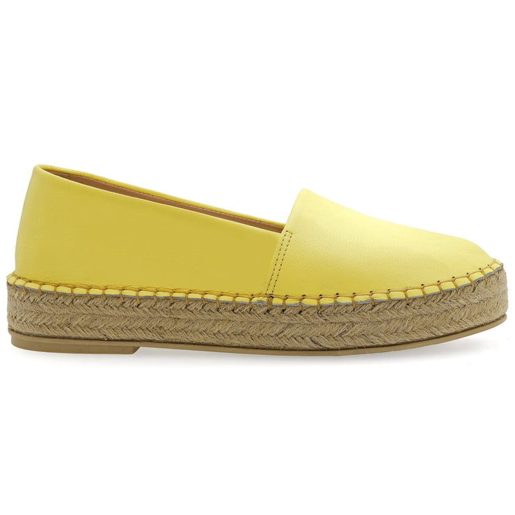 Greek Leather Yellow Flatform Closed Toe Espadrilles - EMMANUELA handcrafted for you®