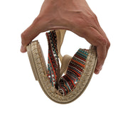 Greek Leather Straw Multicolor Flatform Lace Up Peep Toe Missoni Espadrilles - EMMANUELA handcrafted for you®