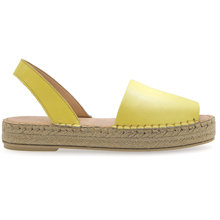 Greek Leather Yellow Flatform Peep Toe Espadrilles - EMMANUELA handcrafted for you®