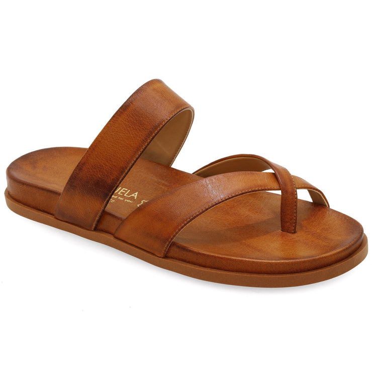 Greek Leather Brown Flatform Split Toe Sandals with Arch Support "Leto" - EMMANUELA handcrafted for you®
